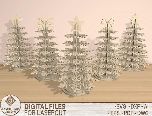 3D Snowflake Christmas Tree Laser Cut File | Ready to Cut | Glowforge, xTool, LightBurn, etc. My Store
