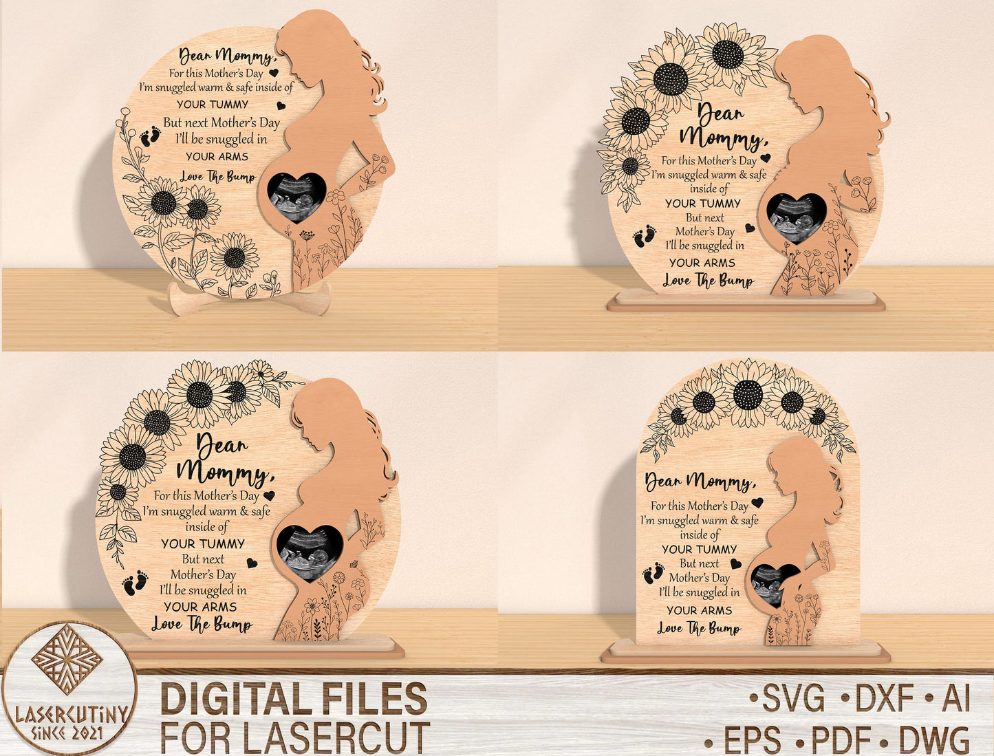 Pregnancy Ultrasound Photo Frame SVG Mother's Day for Glowforge