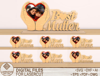 Best Mother Photo Frame Heart Hands Sign SVG for Glowforge and xTool