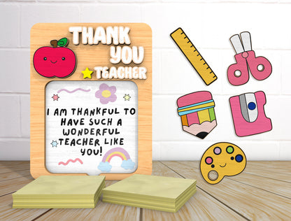 Teacher Sticky Note Holder SVG Bundle for Glowforge and LightBurn