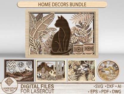 Multilayer Home Decor SVG Bundle Laser Cut File for Glowforge and LightBurn