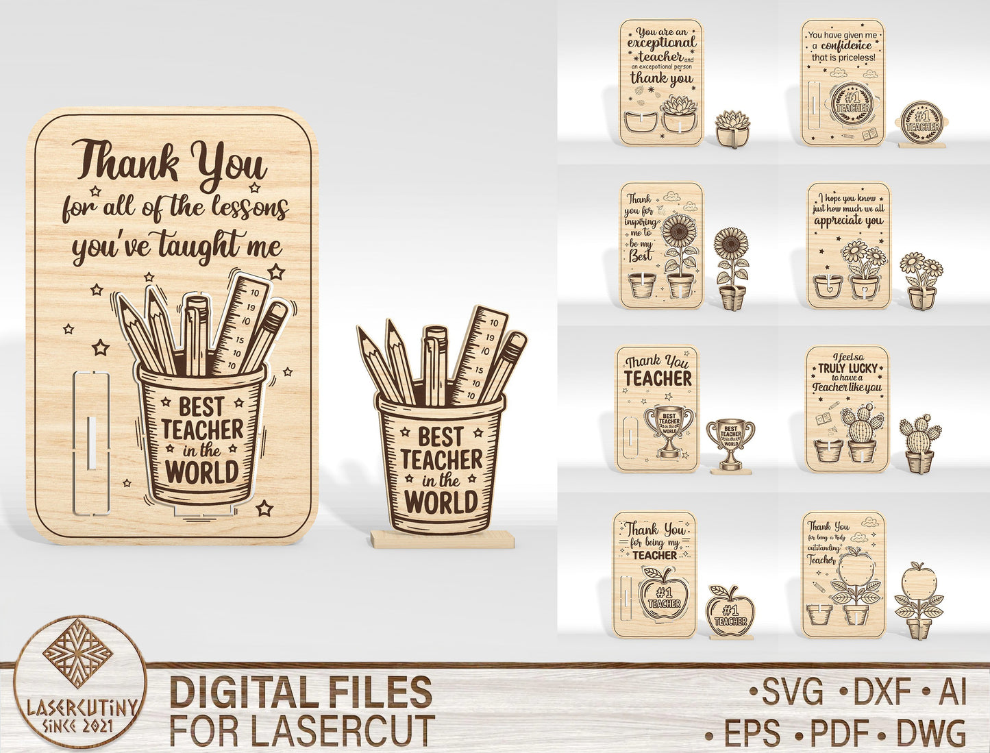 Teacher Appreciation Card Laser Cut File SVG Laser Cut File for xTool and Glowforge