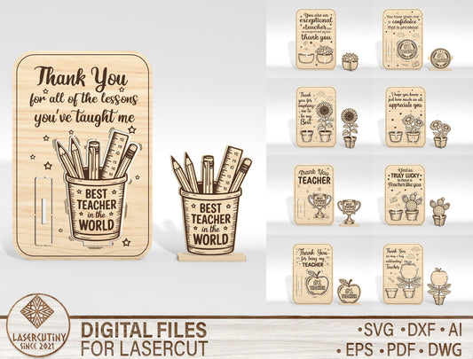Teacher Appreciation Card Laser Cut File SVG Laser Cut File for xTool and Glowforge