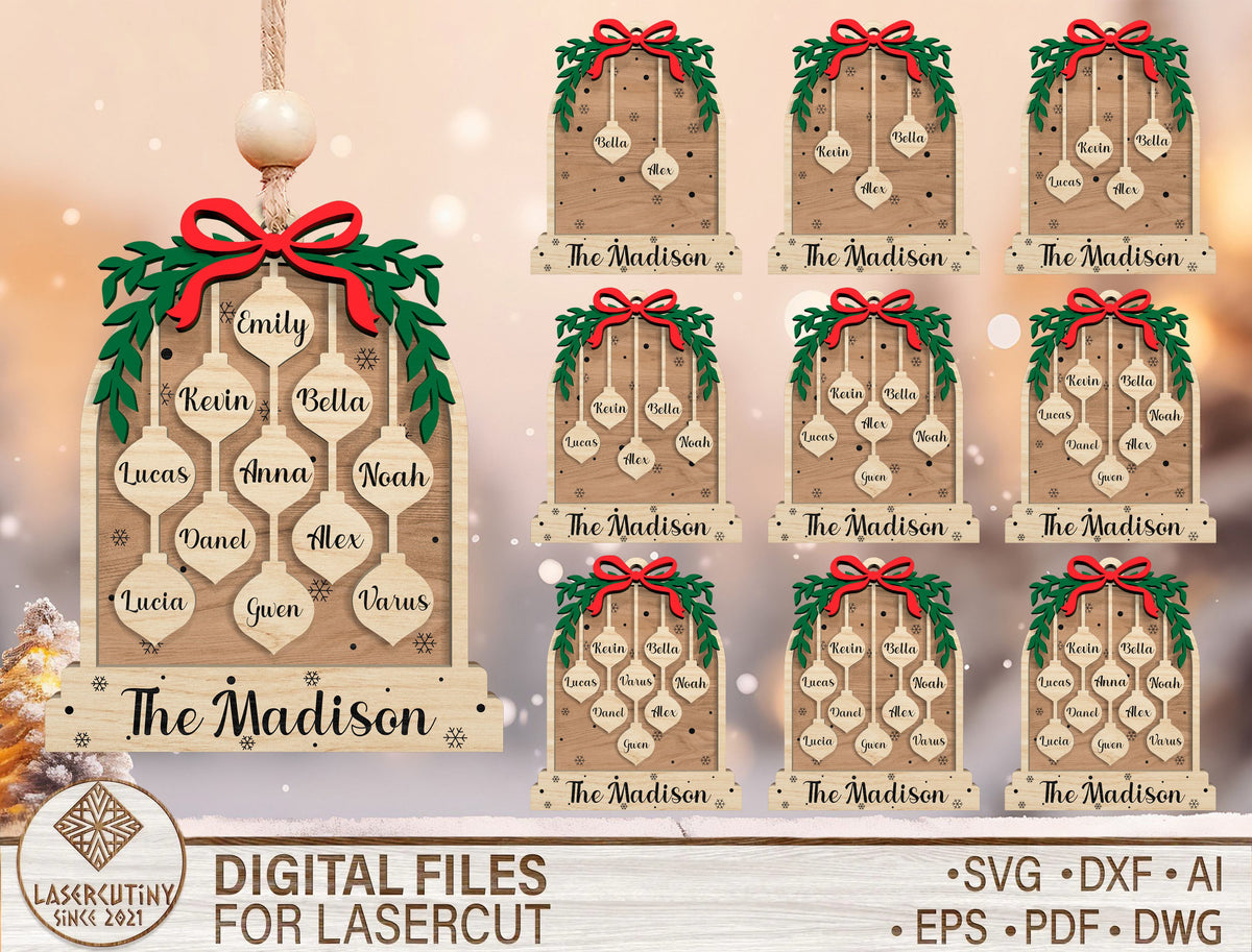 Personalized Family Name Ornament Charms SVG 1