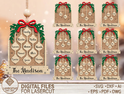 Personalized Family Name Ornament Charms SVG 1