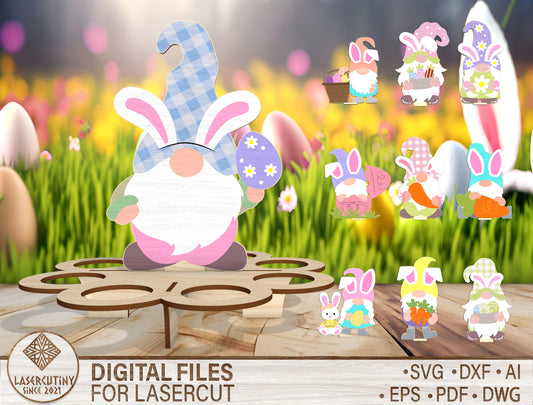 Easter Gnome Egg Holder SVG Spring Egg Display for LightBurn and xTool
