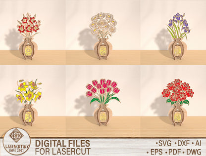 Mother's Day Floral Lantern SVG Bundle for LightBurn and Glowforge