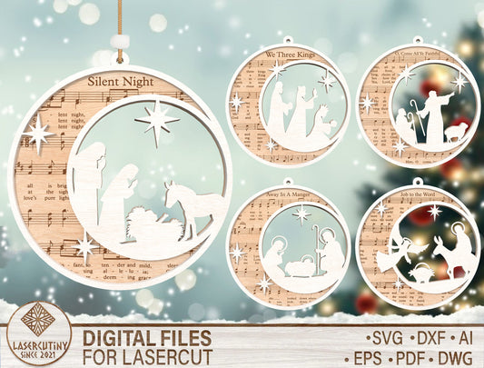Nativity Hymn Moon Ornament SVG Bundle 1