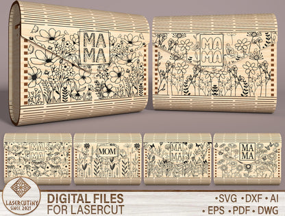 Mom Floral Clutch Bag SVG Wooden Clutch Set for xTool and LightBurn
