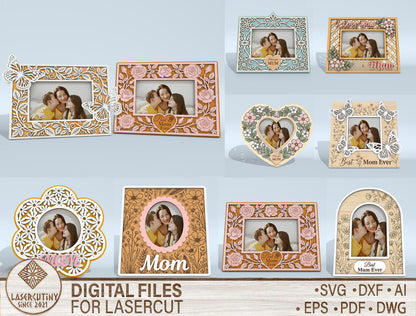 Intricate Pattern Photo Frame SVG Bundle Mother's Day for Glowforge