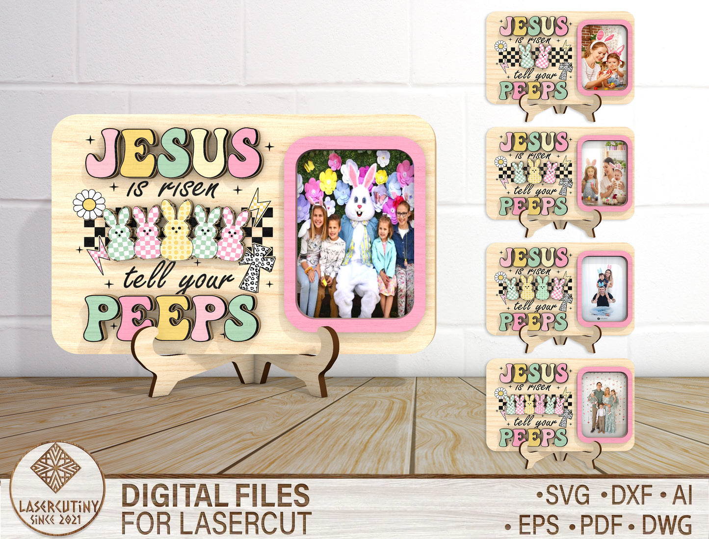 Jesus Is Risen Photo Frame SVG Bundle Christian Kids for LightBurn and xTool