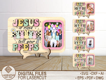 Jesus Is Risen Photo Frame SVG Bundle Christian Kids for LightBurn and xTool