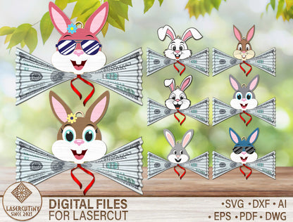 Easter Bunny Money Holder SVG Bundle Wooden Multilayer for LightBurn and xTool