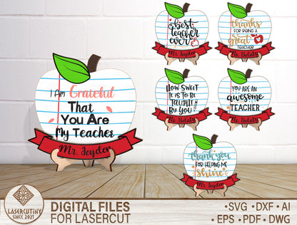 Personalized Teacher Tabletop Sign SVG Bundle Laser Cut File for Glowforge and LightBurn