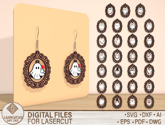 Ghost Earrings SVG Bundle for Glowforge xTool LightBurn