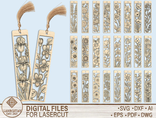 Floral Teacher Bookmark SVG Bundle Laser Cut File for Glowforge and xTool