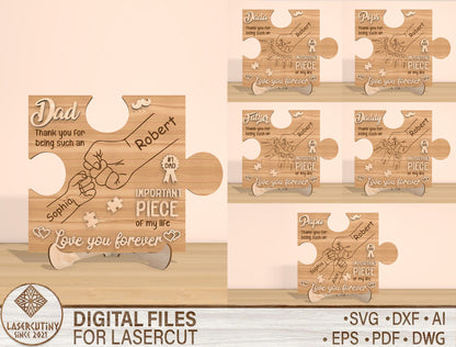 Father's Day Personalized Puzzle Sign SVG Laser Cut File for LightBurn and xTool