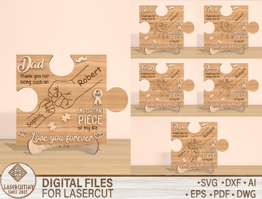 Father's Day Personalized Puzzle Sign SVG Laser Cut File for LightBurn and xTool