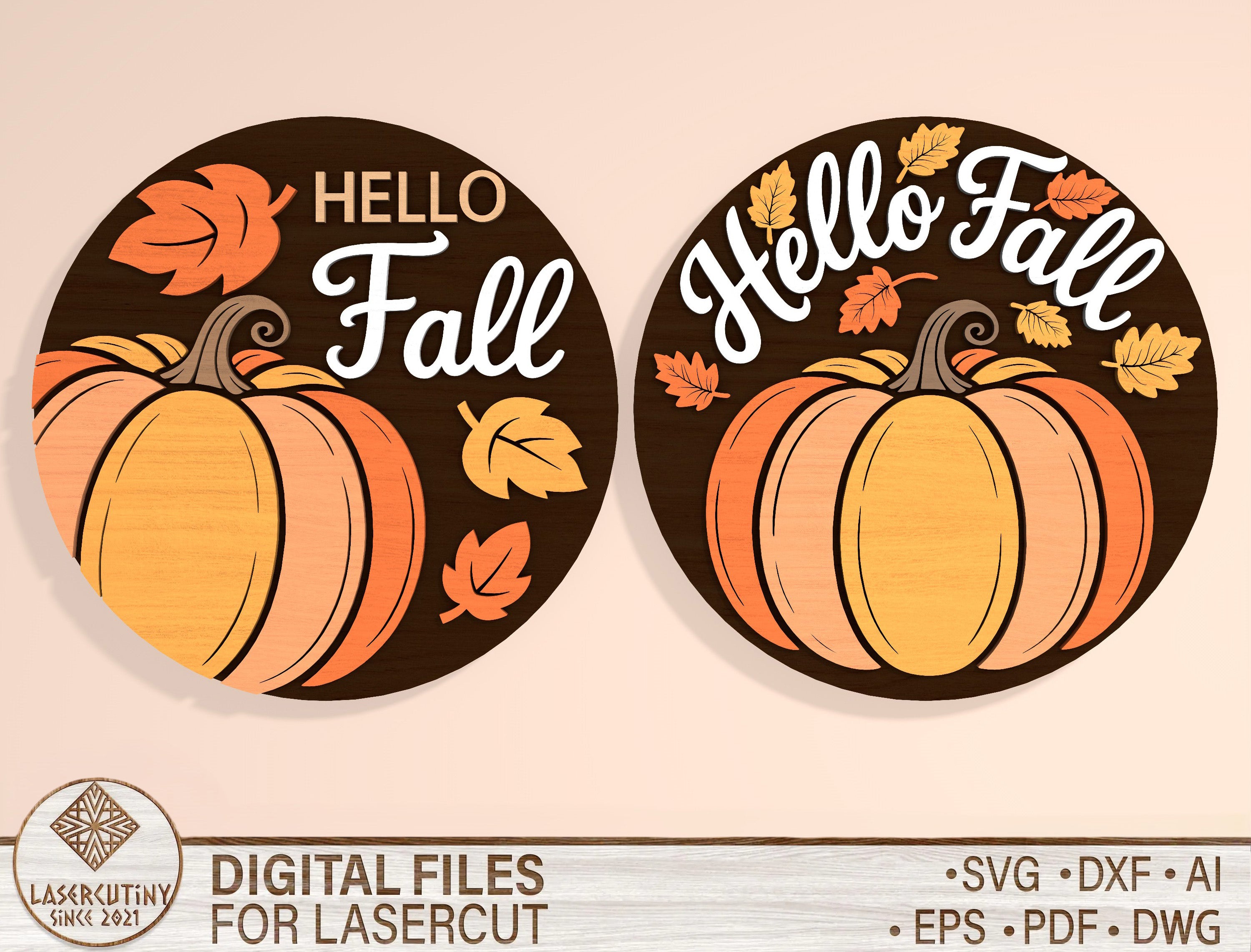Hello Fall Double Pumpkin Door Hanger SVG Bundle