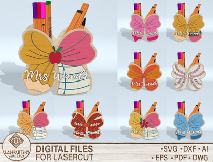 Personalized Butterfly Pen Holder SVG Bundle for Glowforge and xTool