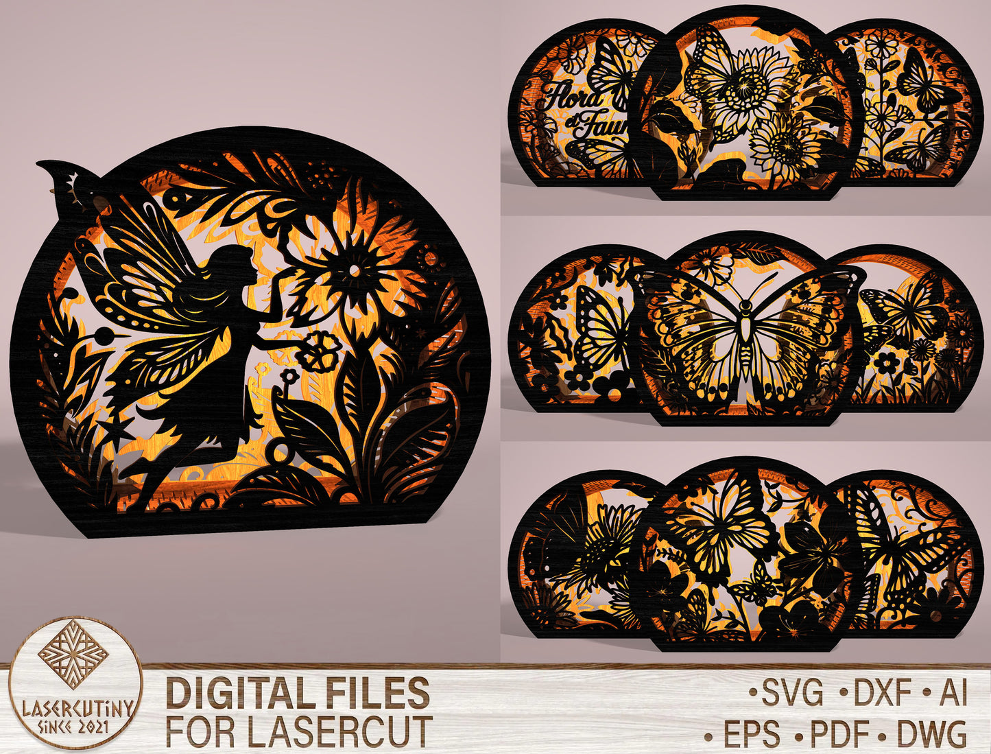 Fairy Lantern SVG Bundle Laser Cut File for Glowforge and LightBurn