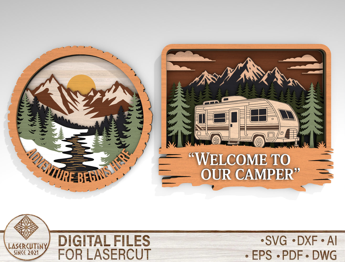 Camping Multilayer SVG Bundle for Glowforge and xTool