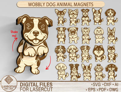 Wobbly Dog Magnet SVG Bundle for Glowforge and LightBurn