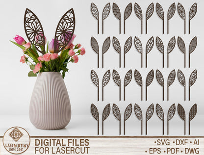 Easter Bunny Ears Plant Stick SVG 20 Designs Laser Cut for LightBurn and xTool