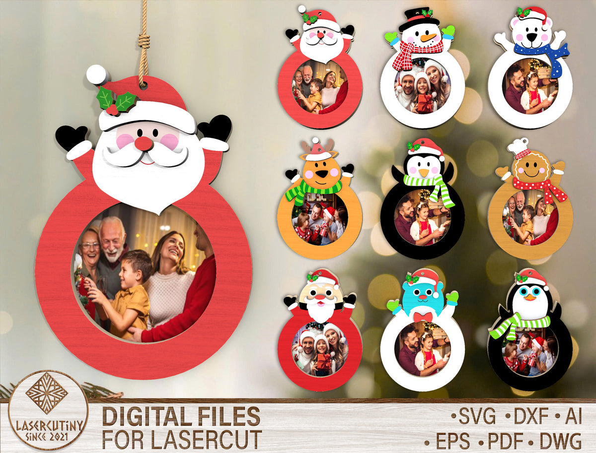 Christmas Character Photo Ornament SVG Bundle 1