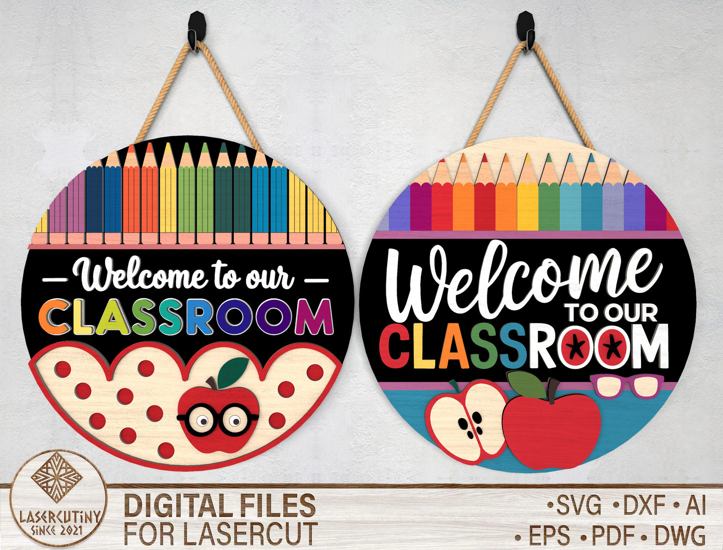 Classroom Door Hanger SVG Laser Cut File for Glowforge and xTool