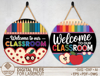 Classroom Door Hanger SVG Laser Cut File for Glowforge and xTool
