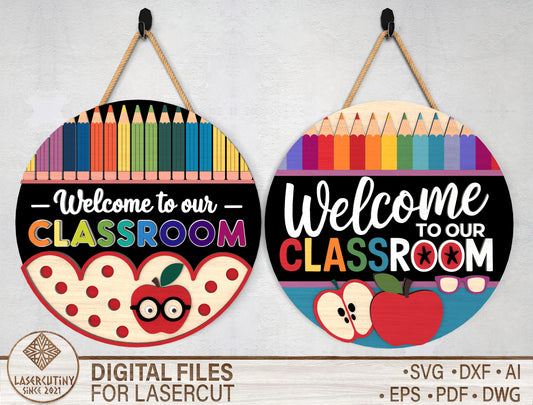 Classroom Door Hanger SVG Laser Cut File for Glowforge and xTool