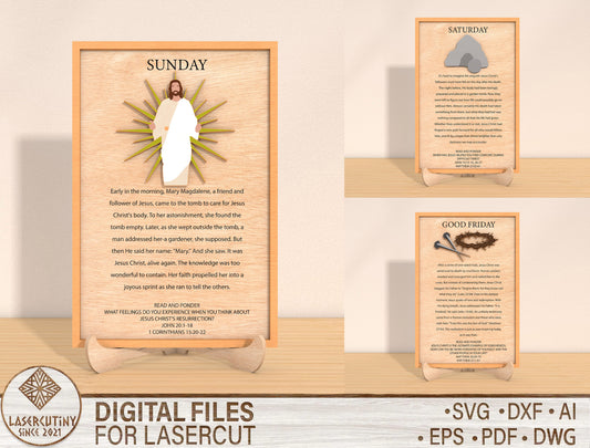 Holy Week Christian SVG Bundle 3 Easter Faith Designs for Glowforge and xTool