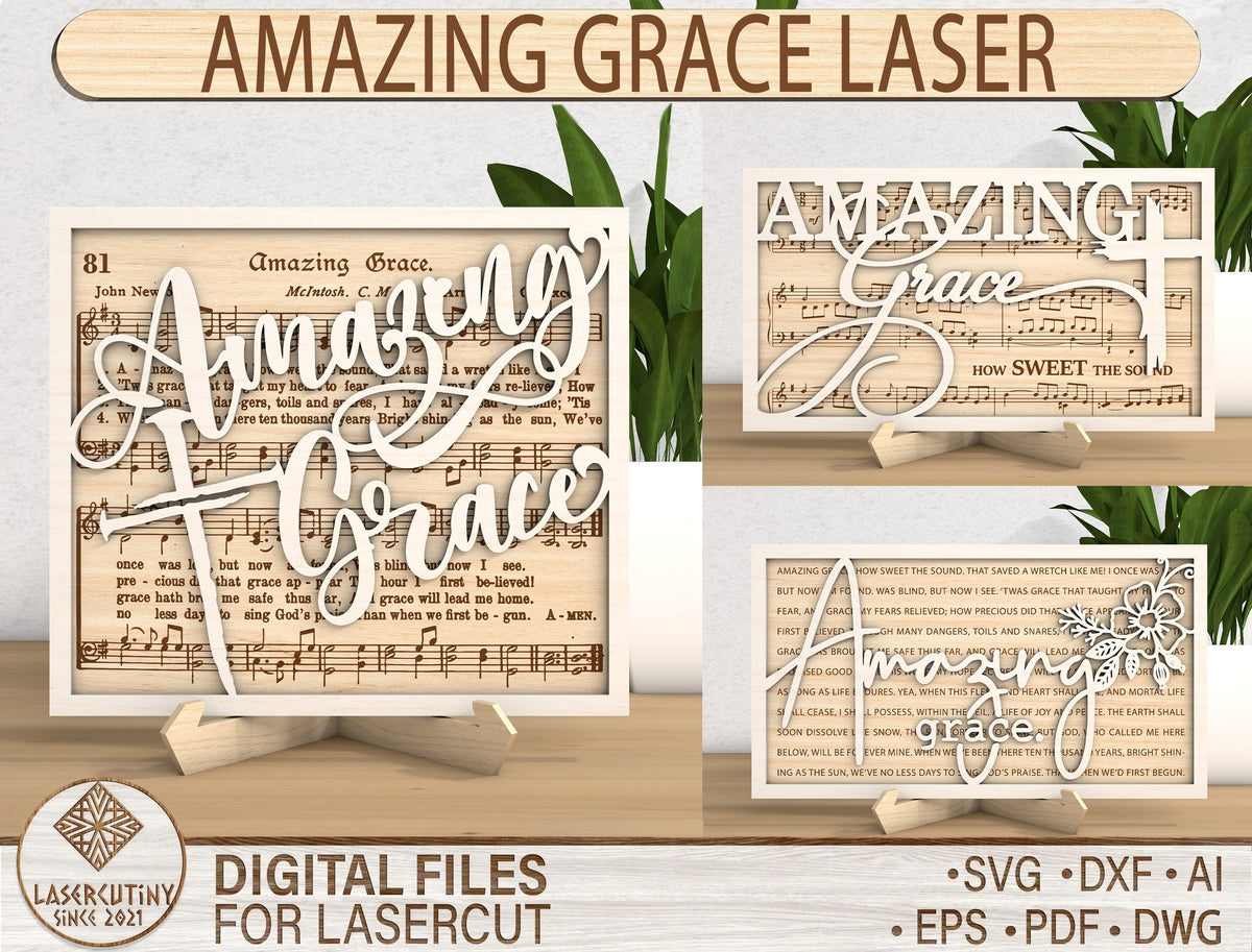 Amazing Grace Hymn Cross Wood Sign SVG 1