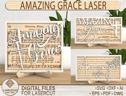 Amazing Grace Hymn Cross Wood Sign SVG 1