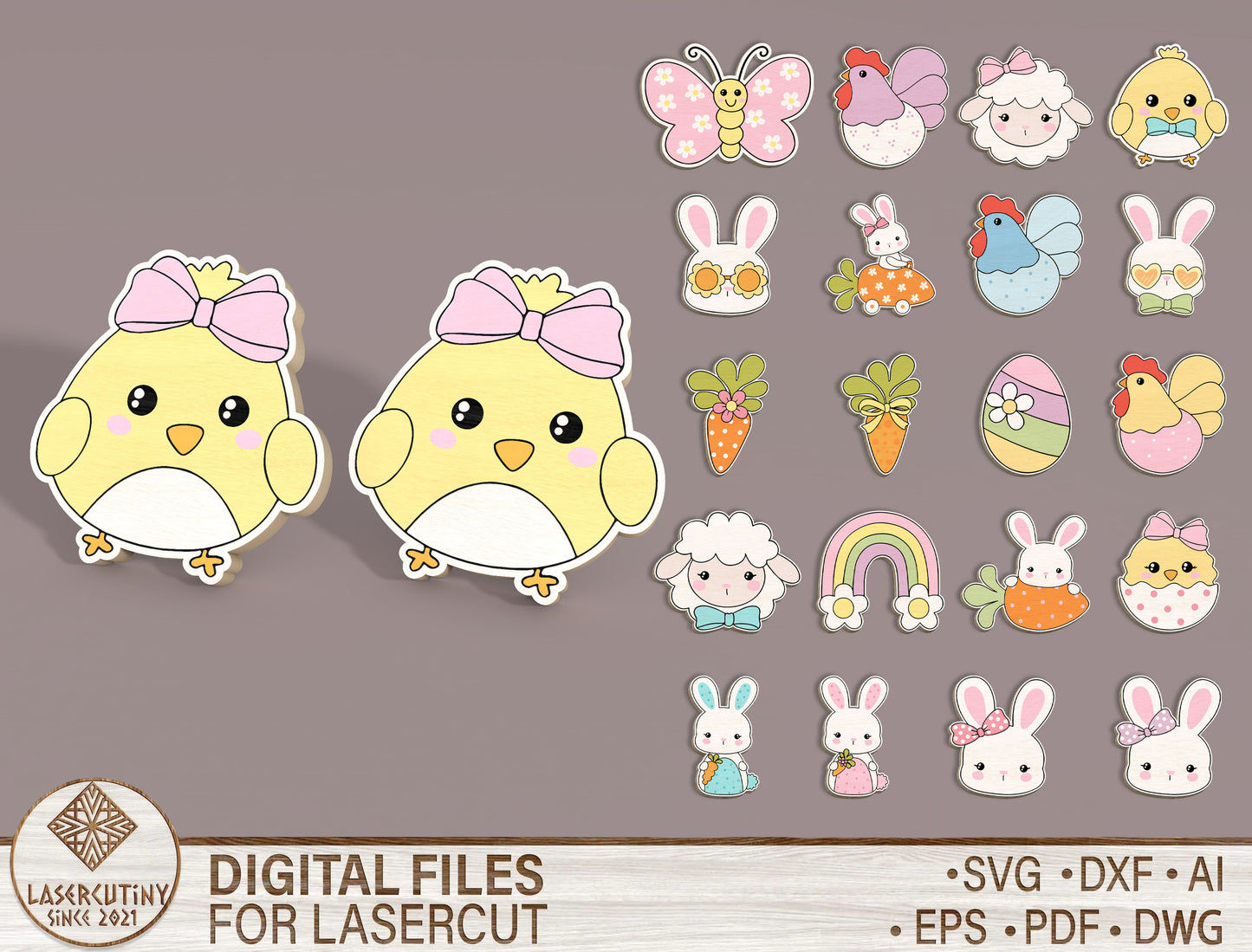 Easter Stud Earrings SVG Bundle Cute Animal Bunny 20 Designs for Glowforge