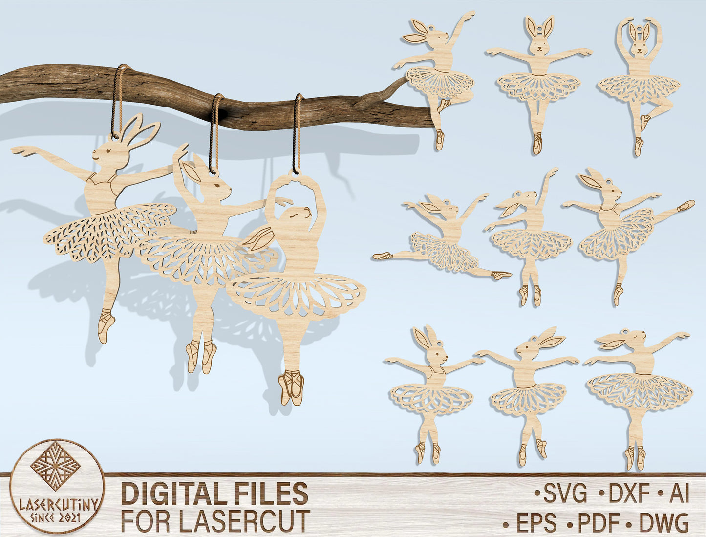 Ballerina Bunny SVG Bundle Dancing Rabbit Easter for LightBurn and xTool