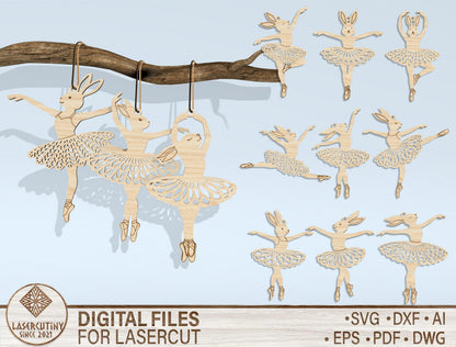 Ballerina Bunny SVG Bundle Dancing Rabbit Easter for LightBurn and xTool