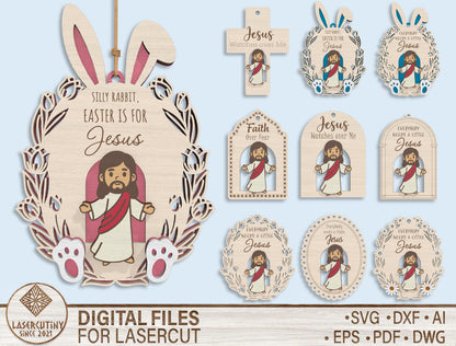 Jesus Easter Ornament SVG Bundle He Is Risen for Glowforge and xTool