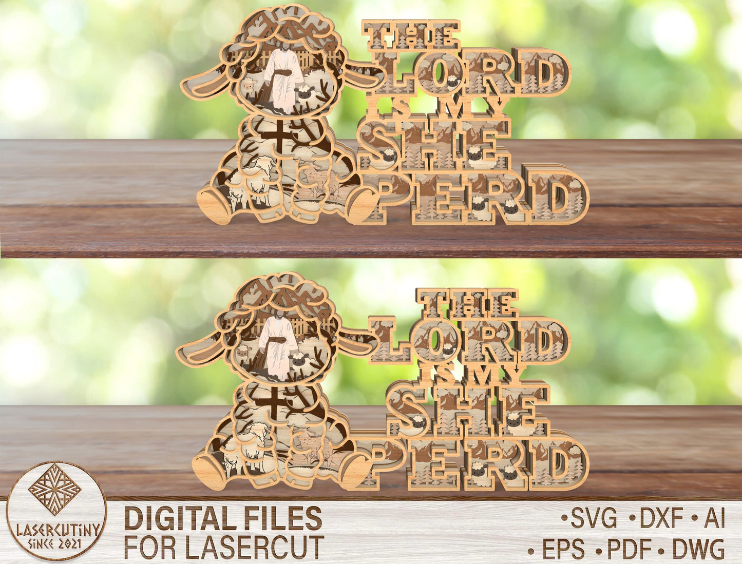 The Lord Is My Shepherd SVG 9 Layer Layered Christian for Glowforge and xTool