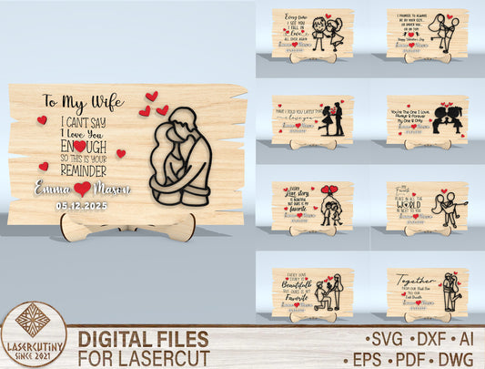 My Wife I Can’t Live Without You Laser Cut File | Couple Love Puzzle SVG | Romantic Wooden Sign Design | Glowforge, xTool, LightBurn, etc.