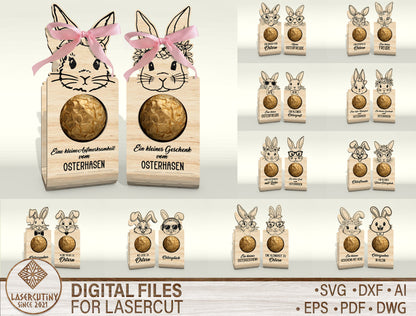 Easter Bunny Chocolate Holder SVG V2 Bundle 25 Designs for LightBurn