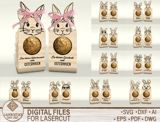 Easter Bunny Chocolate Holder SVG V2 Bundle 25 Designs for LightBurn