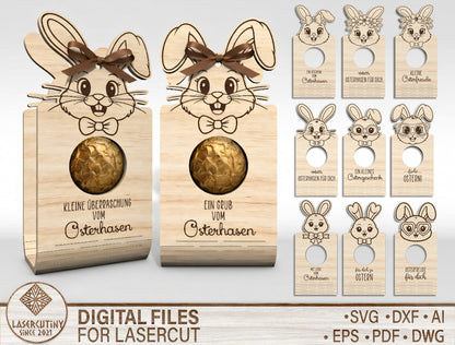 Easter Bunny Chocolate Holder SVG 9 Cute Designs for LightBurn and Glowforge