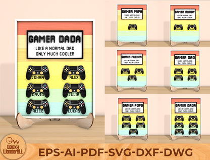 Gamer Dad Father’s Day Laser Cut File | Gaming Dad Tabletop Sign | Fun Wooden Decor | Glowforge, xTool, LightBurn, etc.