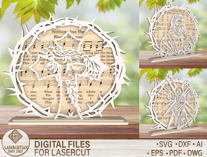 Christian Jesus Faith Stand SVG Bundle Wooden Round for LightBurn and xTool