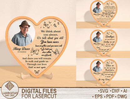 Heart Photo Memorial Plaque SVG Laser Cut File for xTool
