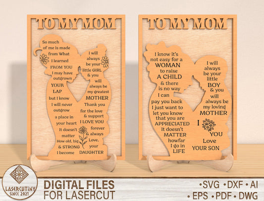 Mom Definition Sign SVG Bundle for LightBurn and Glowforge