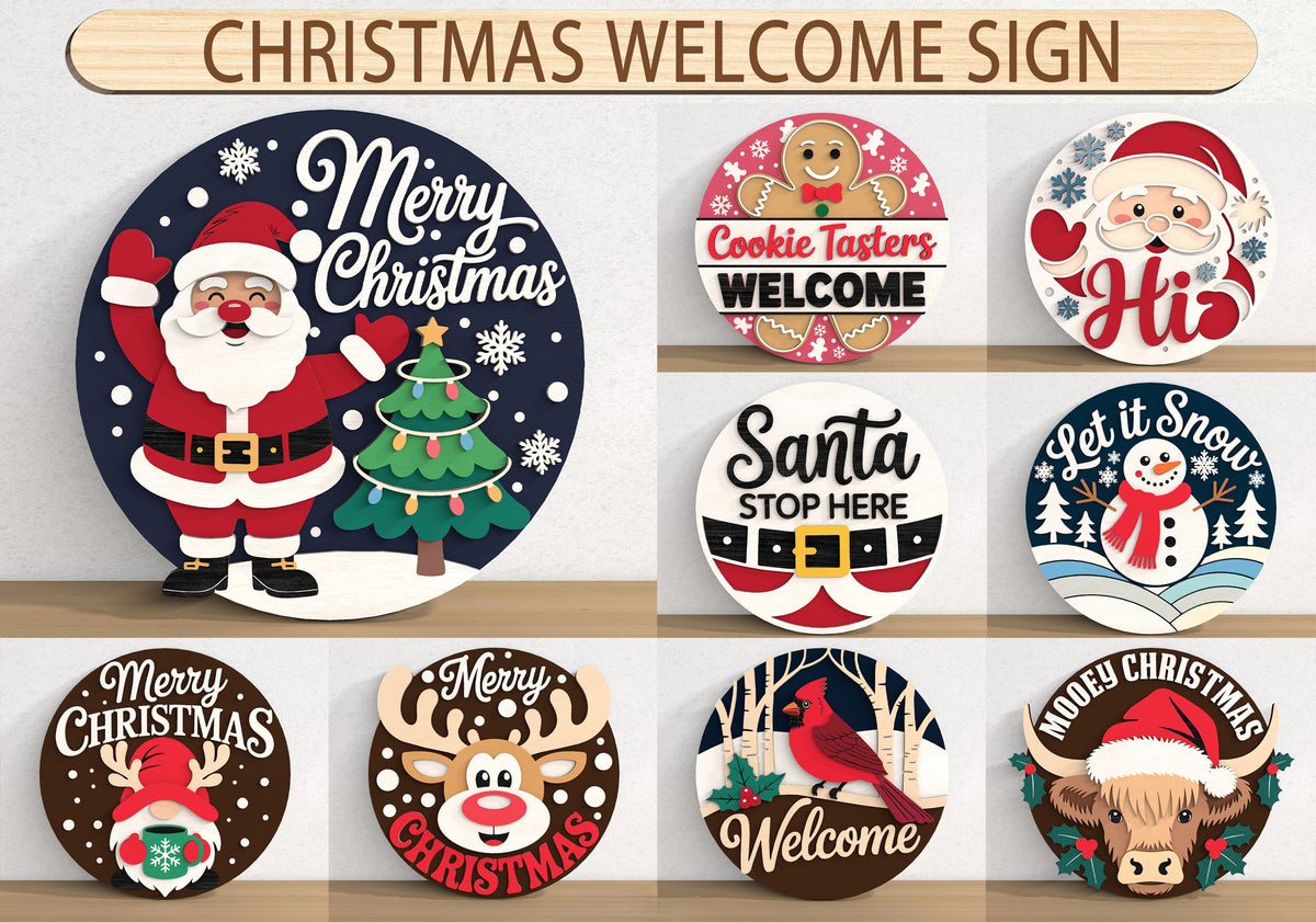 Christmas Welcome Door Sign SVG Bundle 1