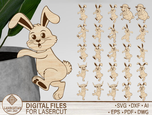 Easter Bunny SVG 26 Dancing Animal Designs Laser Cut for LightBurn and xTool